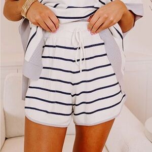 Entro Navy and White Striped Athletic Shorts